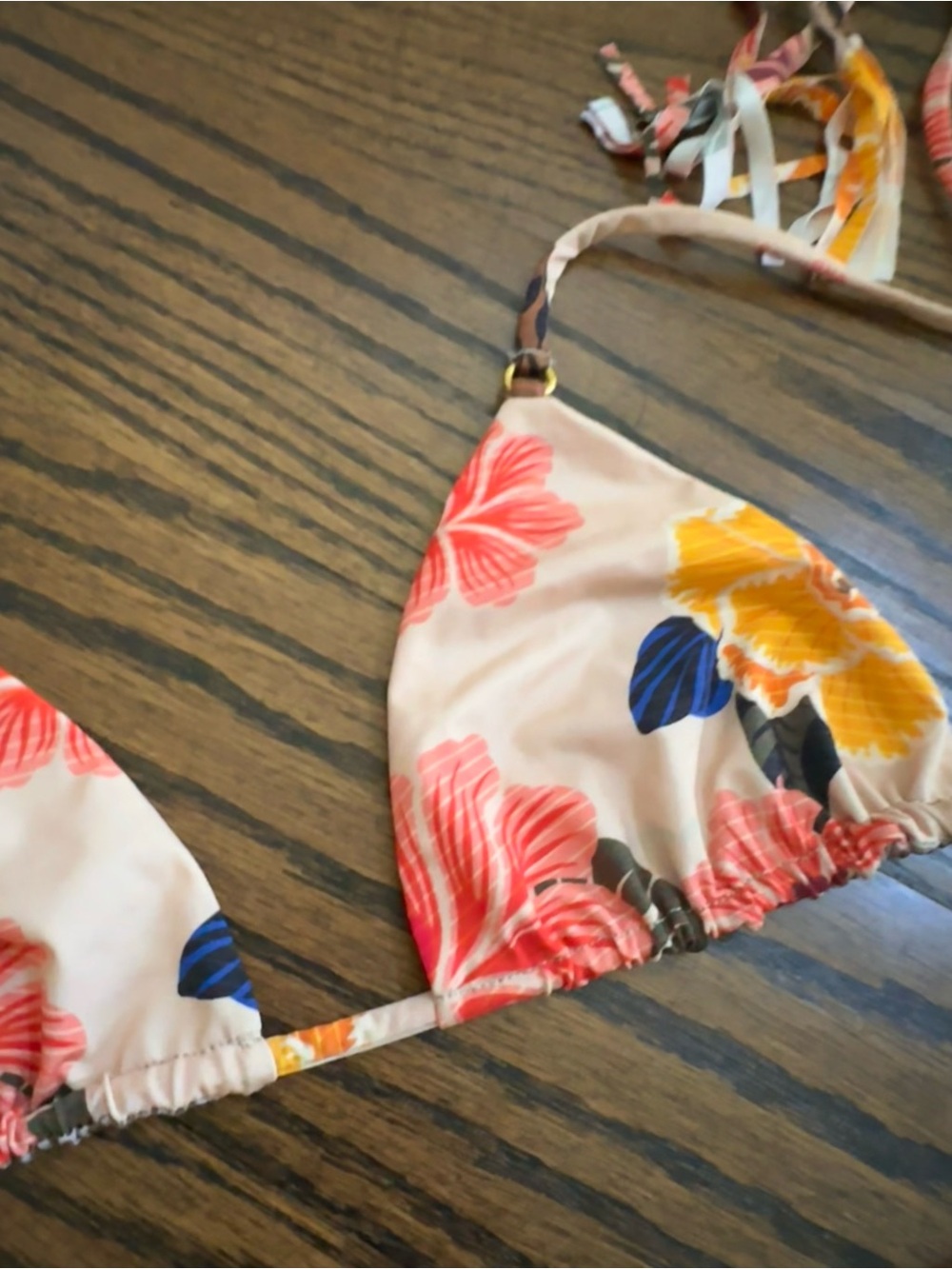 Acacia swimwear Retro Paradise Floral Tie-Side Triangle Bikini small P XS - Picture 6 of 14